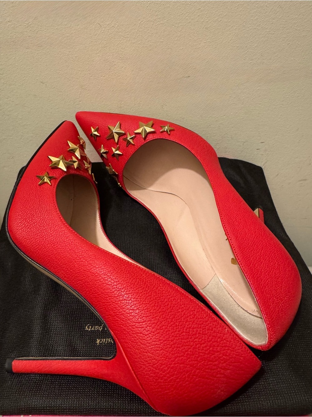 Kate Spade New York Lagrenga Red Star Studded Pumps Heel Made in Italy - Picture 7 of 11